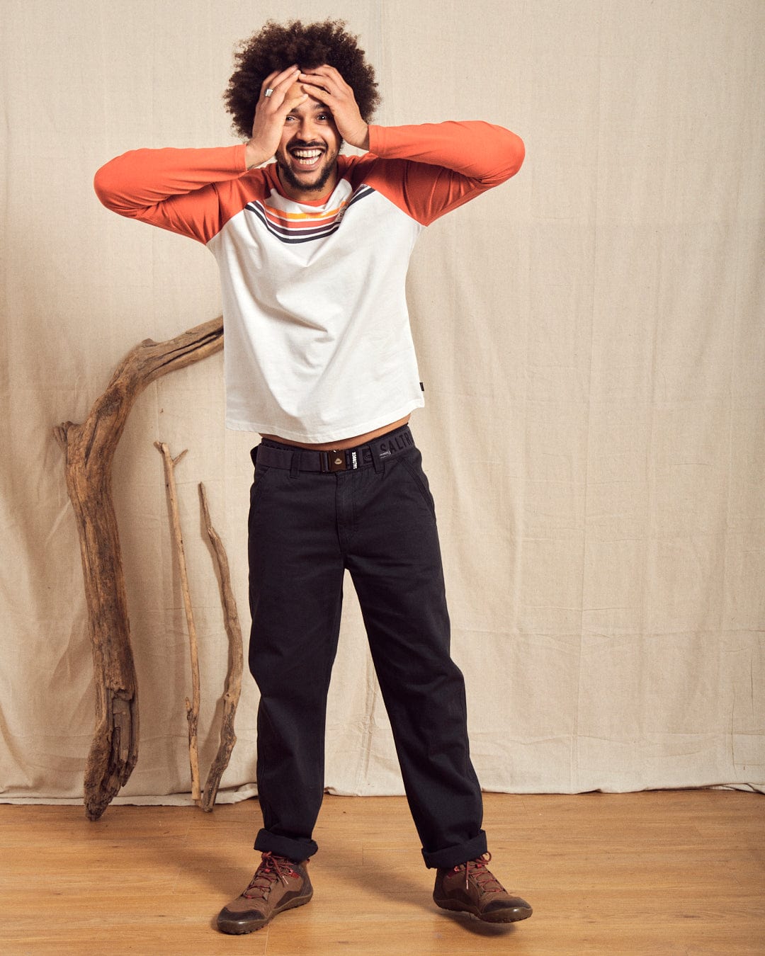 Dimensions Stripe - Mens Long Sleeve T-Shirt - White