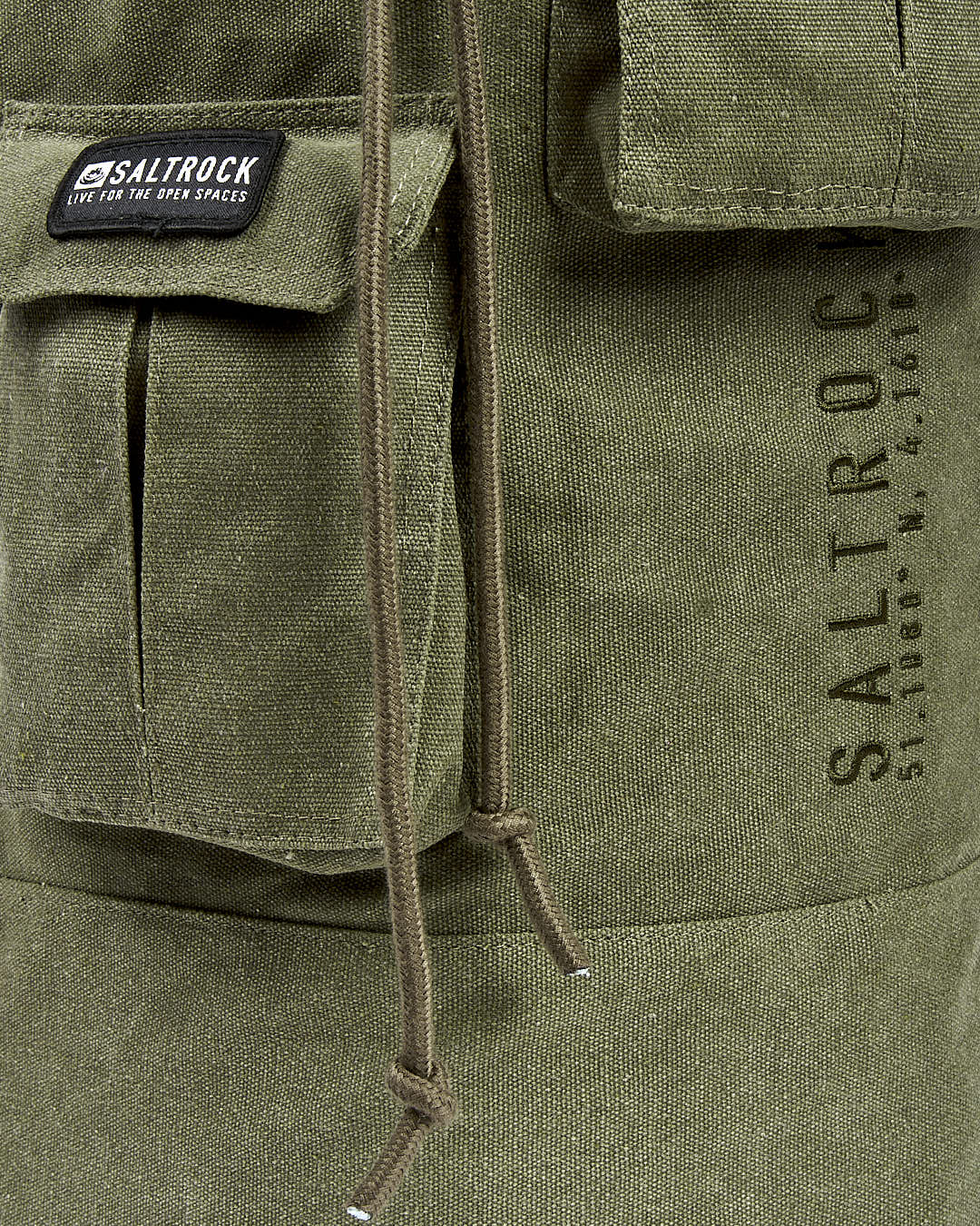 A Saltrock Dockyard - Duffle Bag - Dark Green with the word saltrock on it.