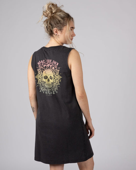 Make Magic Womens Tank Dress in Dark Grey
