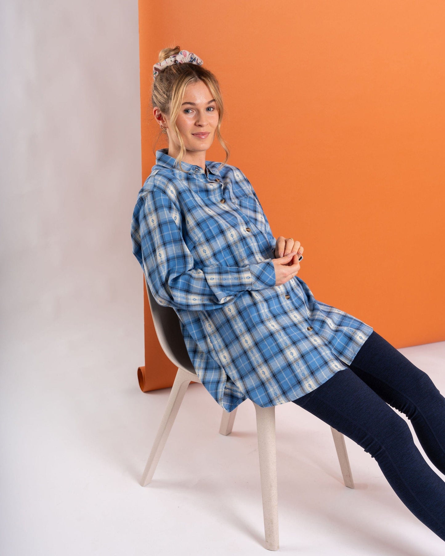 Roxanne - Womens Longline Shirt - Blue