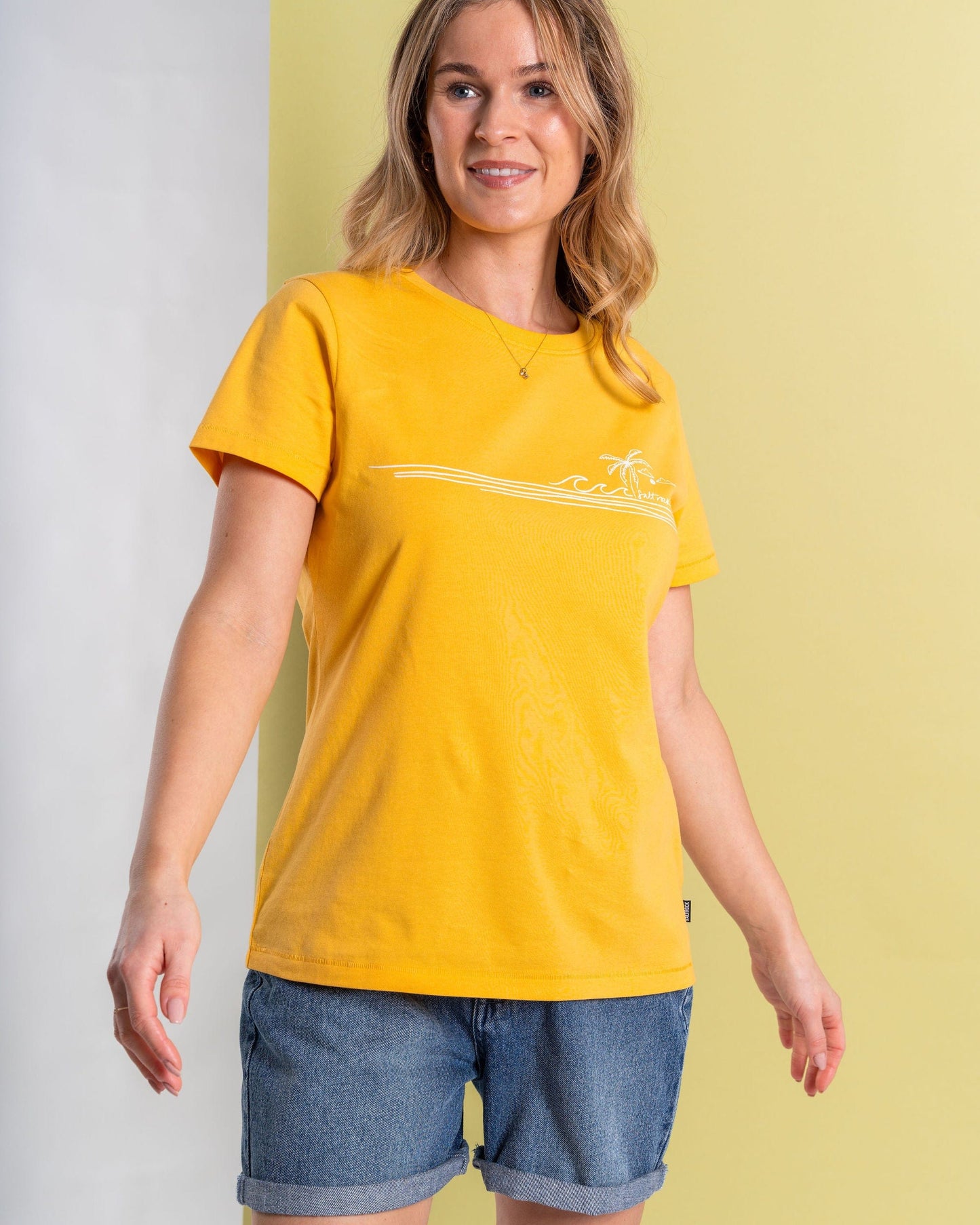 Ocean Stripe - Womens Short Sleeve T-Shirt - Yellow