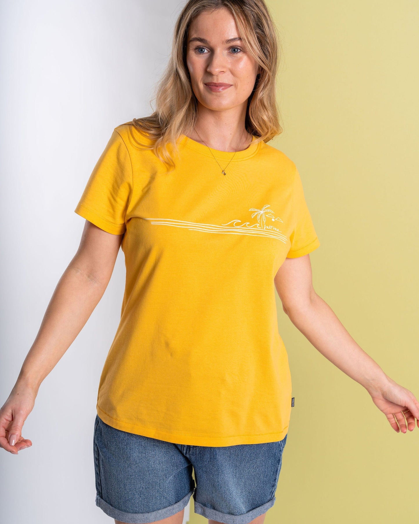 Ocean Stripe - Womens Short Sleeve T-Shirt - Yellow