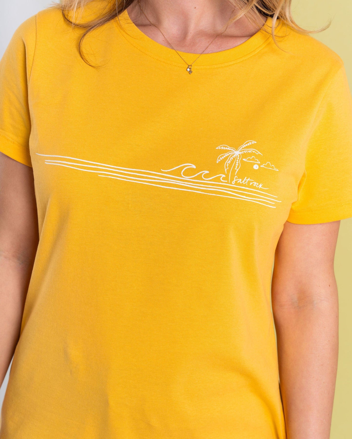Ocean Stripe - Womens Short Sleeve T-Shirt - Yellow