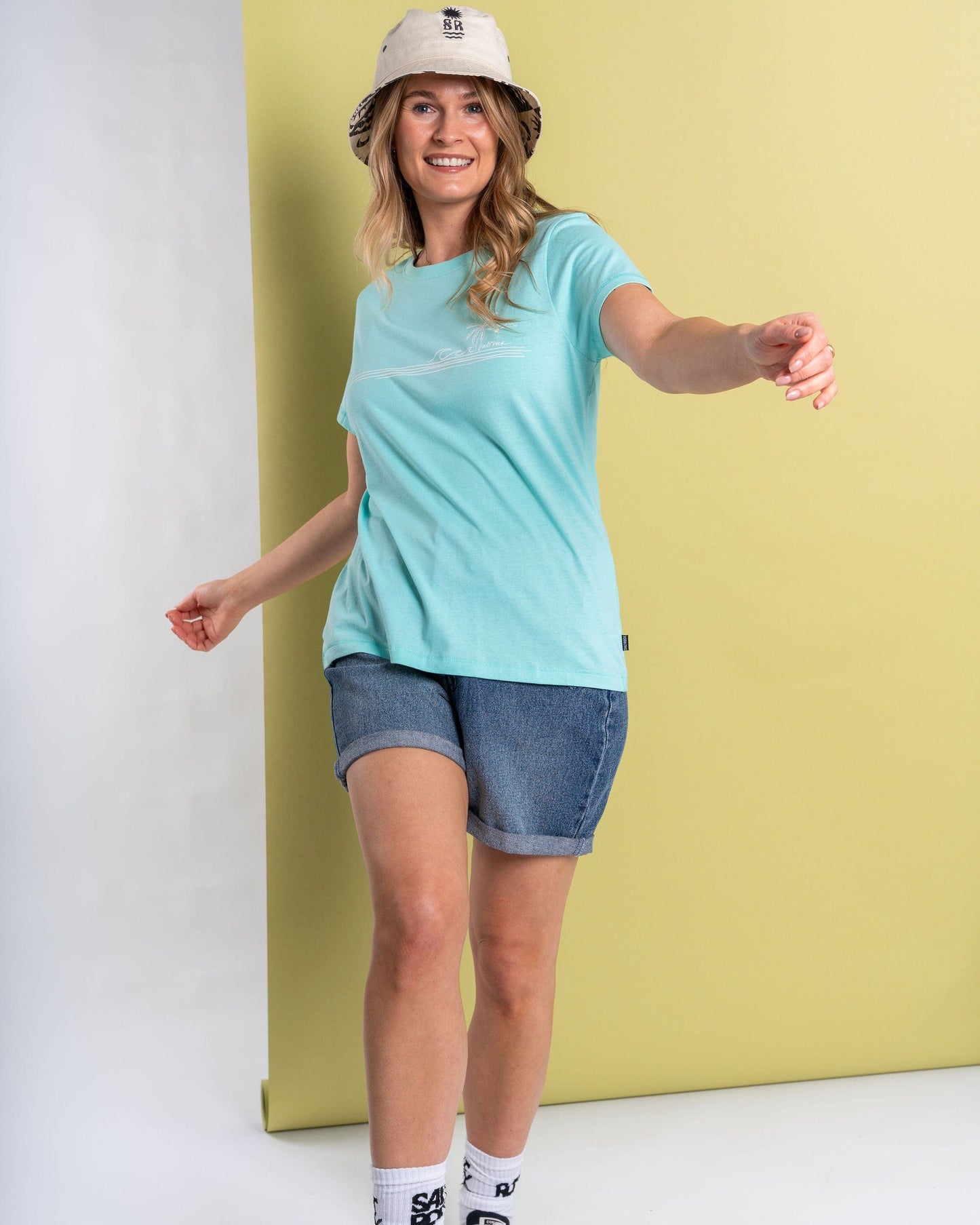 Ocean Stripe - Womens Short Sleeve T-Shirt - Blue