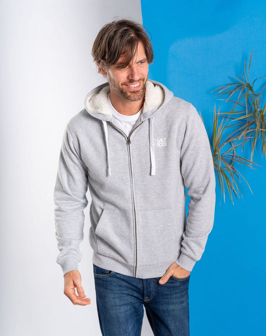 Saltrock Original - Mens Fur Lined Zip Hoodie - Grey