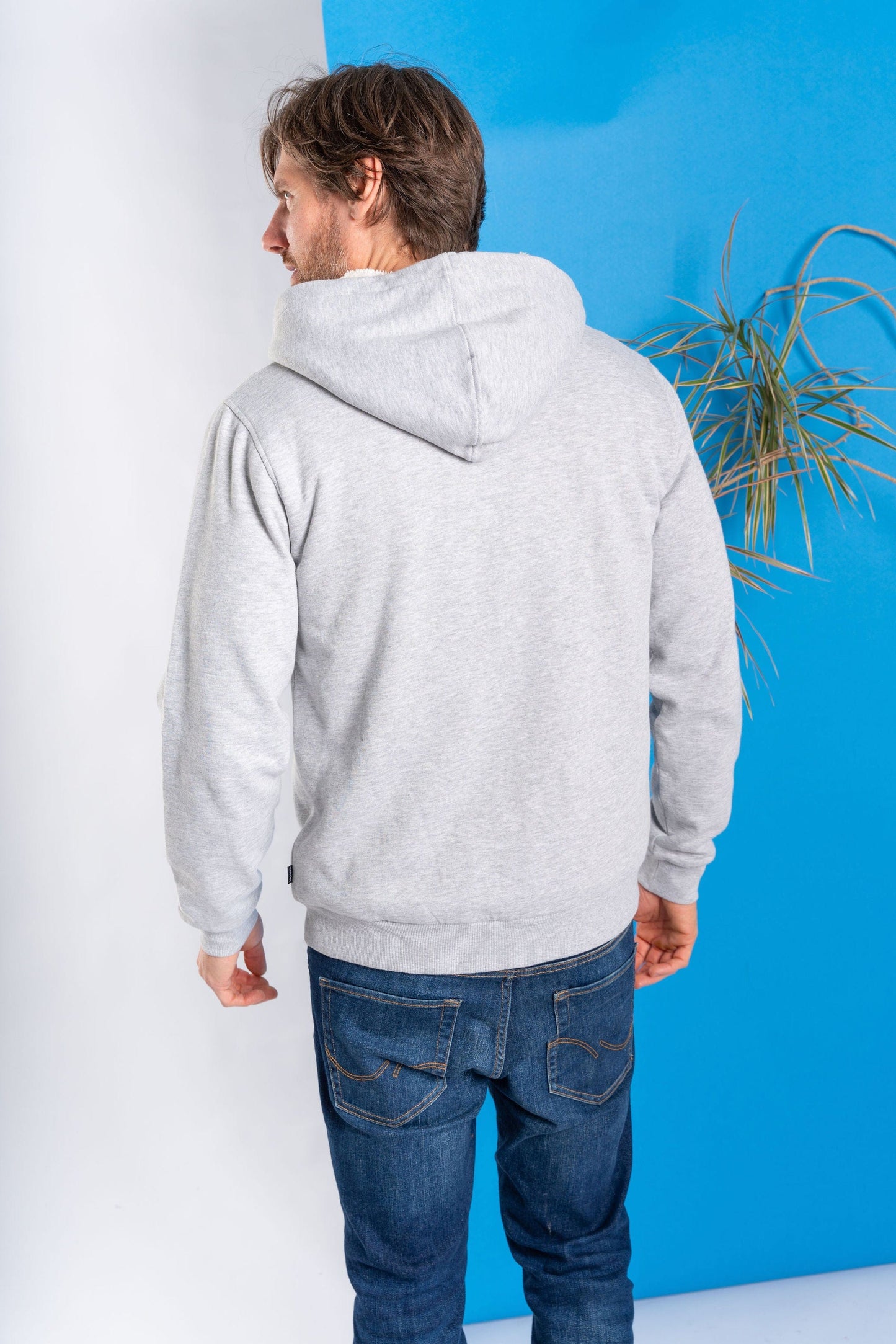 Saltrock Original - Mens Fur Lined Zip Hoodie - Grey