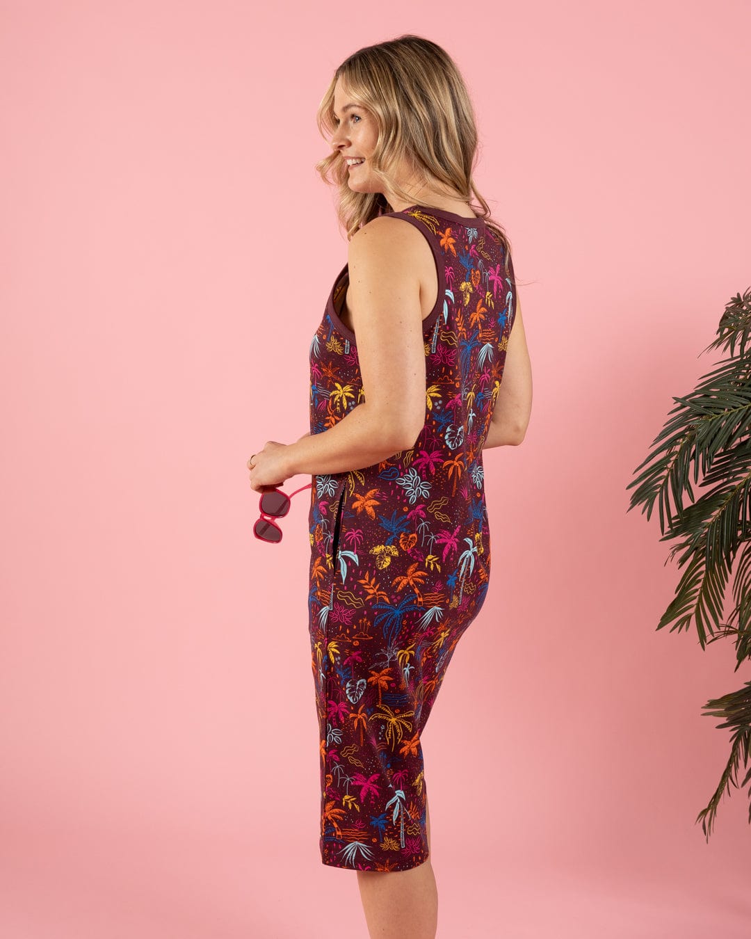 Pia - Womens Midi Dress - Purple