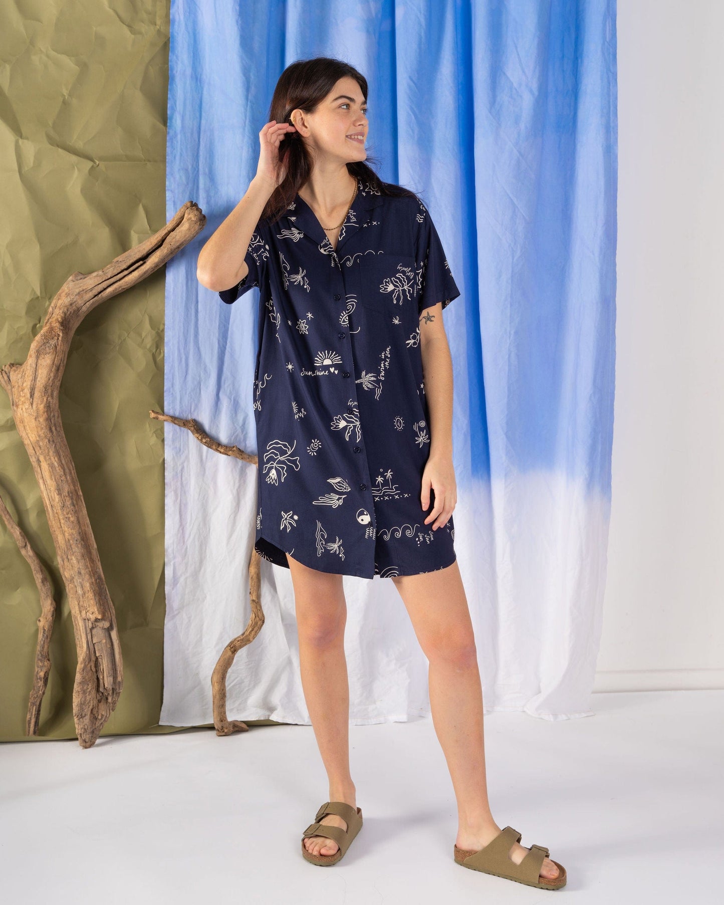 Serenity - Womens Shirt Dress - Blue