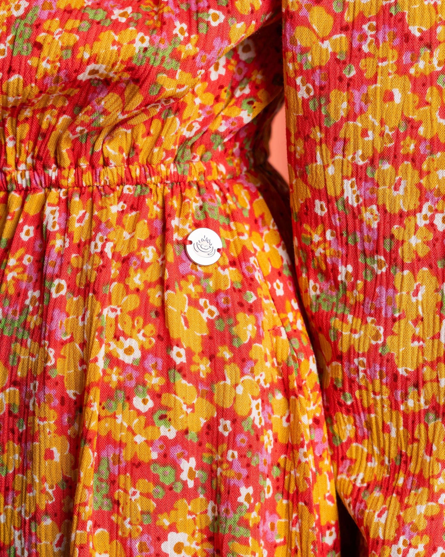 Nova - Womens Floral Midi Dress - Coral