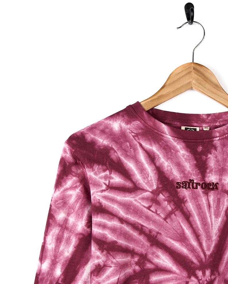 A Saltrock-branded Effie - Kids Tie Dye Sweatdress - Pink t-shirt with the word safras on it.