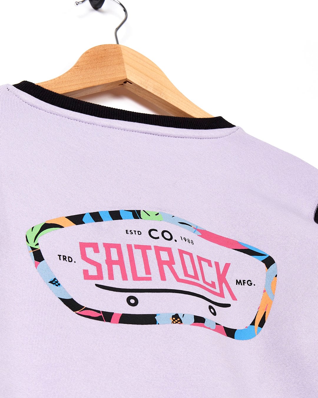 A Elissa - Kids Crew Sweat - Light Purple with the word Saltrock on it.
