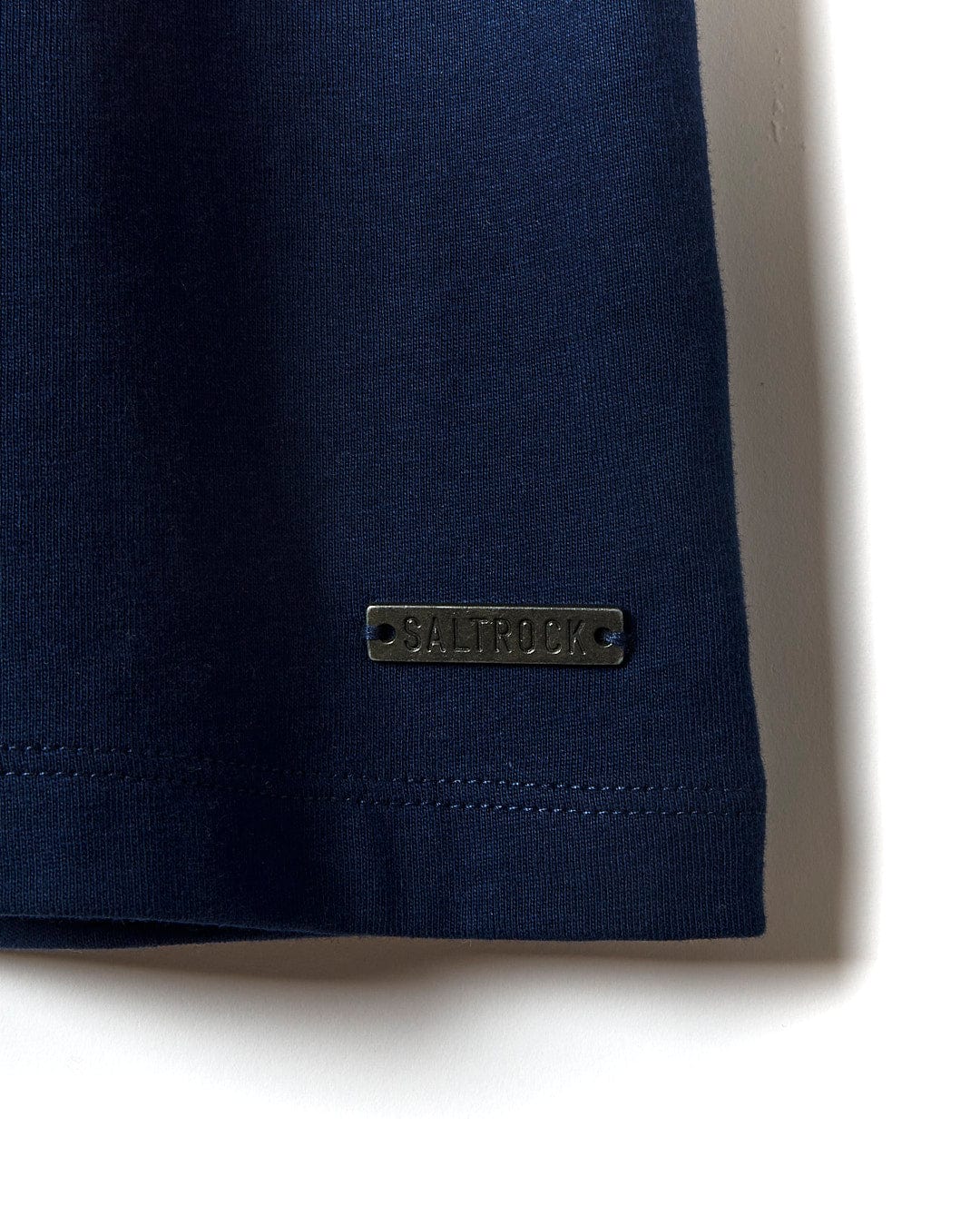 A close up of a Saltrock Flax - Womens Tie Vest Dress - Blue with a logo on it.