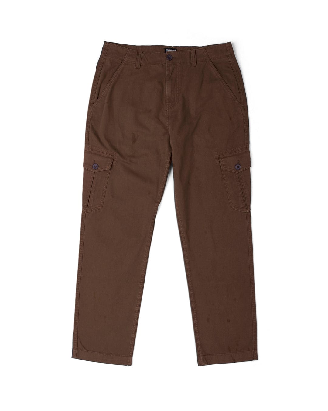 Godrevy 2 - Mens Cargo Trousers - Brown by Saltrock, laid flat on a white background.