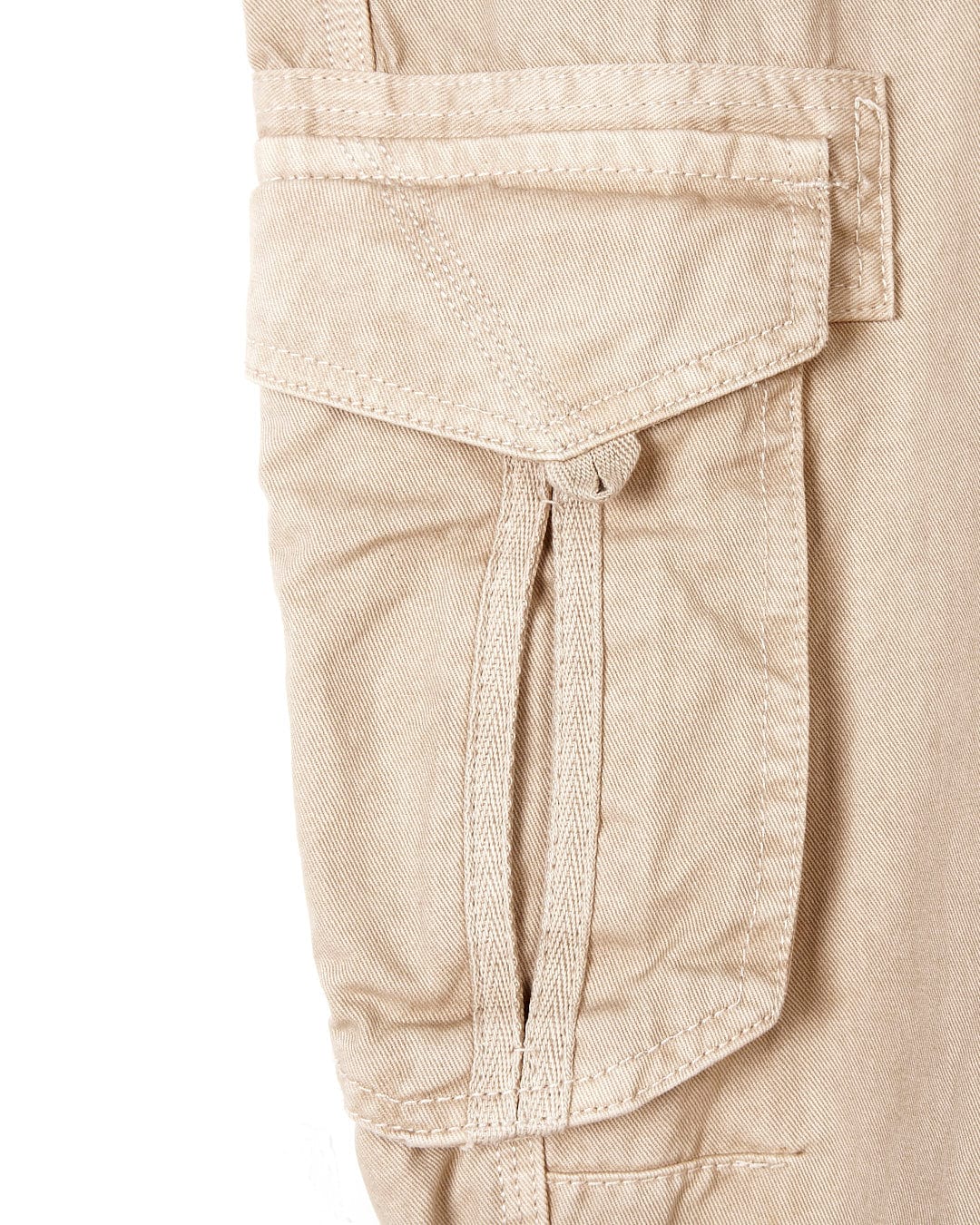 A close up of a cream cotton Godrevy cargo short by Saltrock.