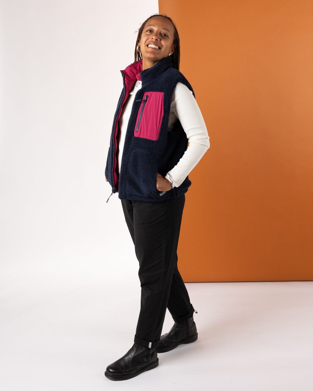 Astra Fleece Womens Reversible Gilet in Blue/Pink