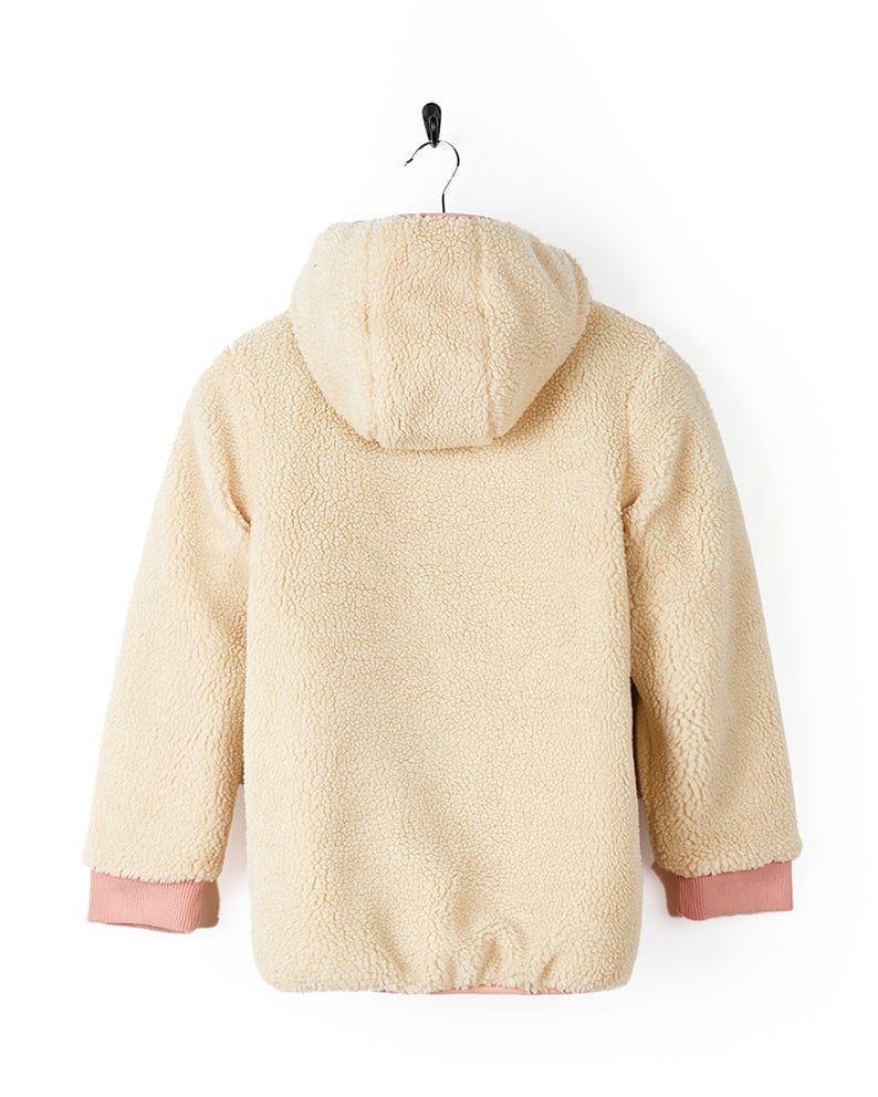 A Saltrock Hadleigh Reversible Coat Blue/Cream with fur lining.