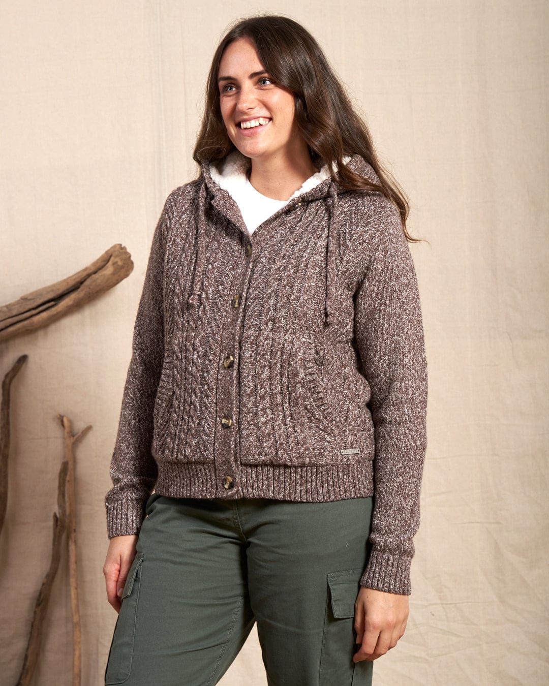 Borg lined cardigan womens on sale