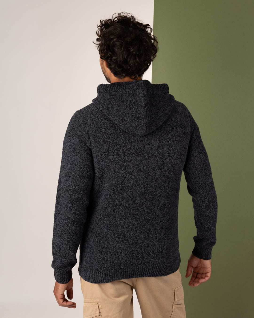 Luka Chenille - Mens Hooded Knit - Grey