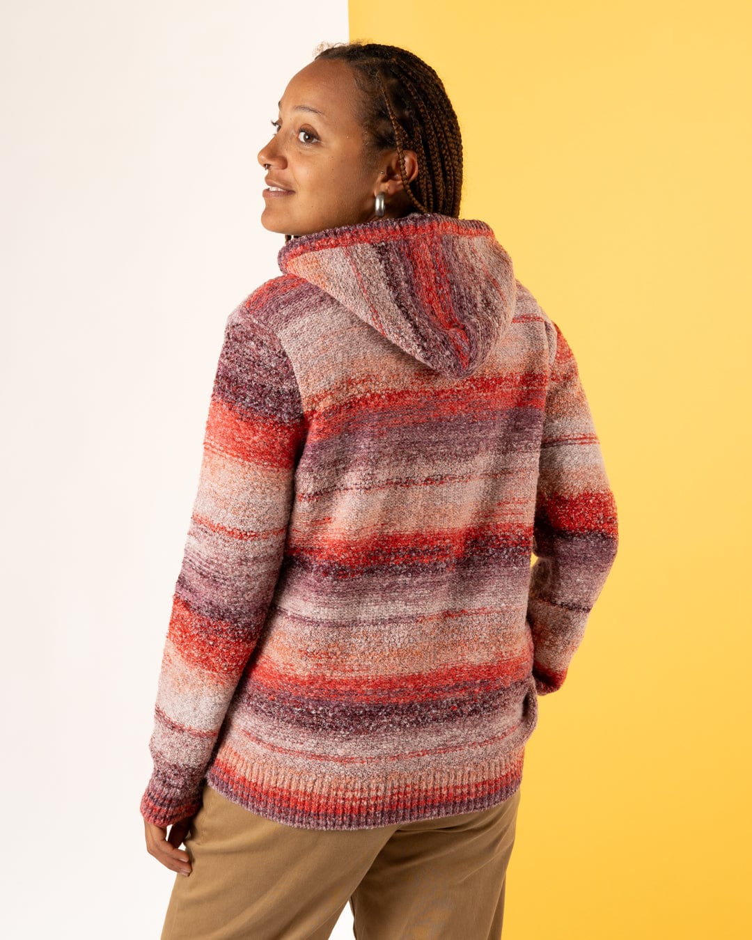 Space Dye Erin - Womens Hooded Jumper - Red