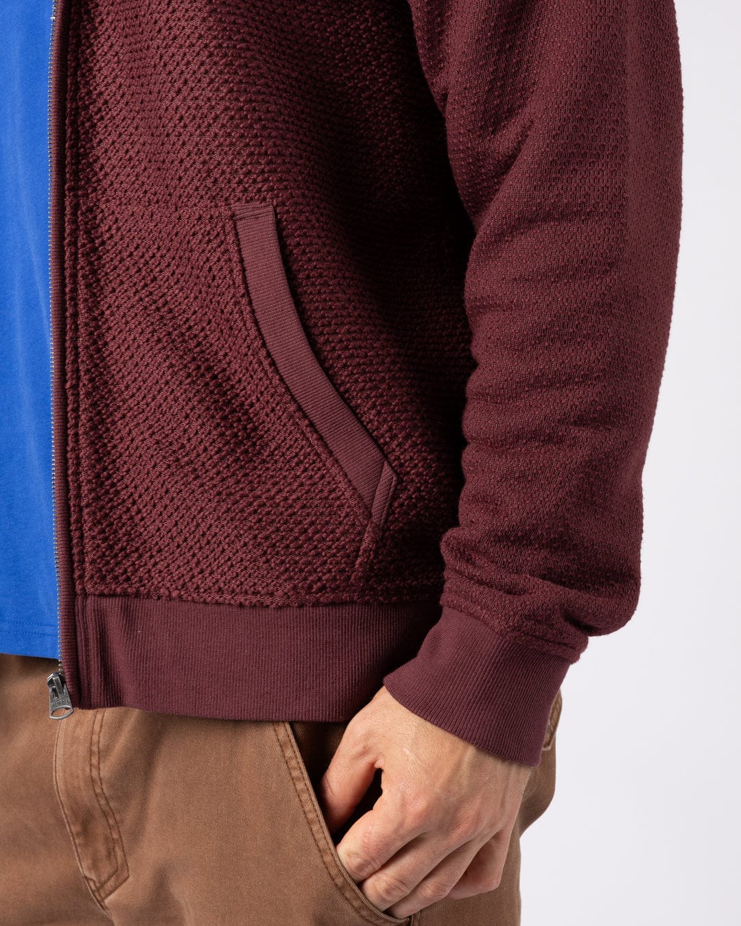 Hall Embro - Mens Borg Lined Hoodie - Dark Red