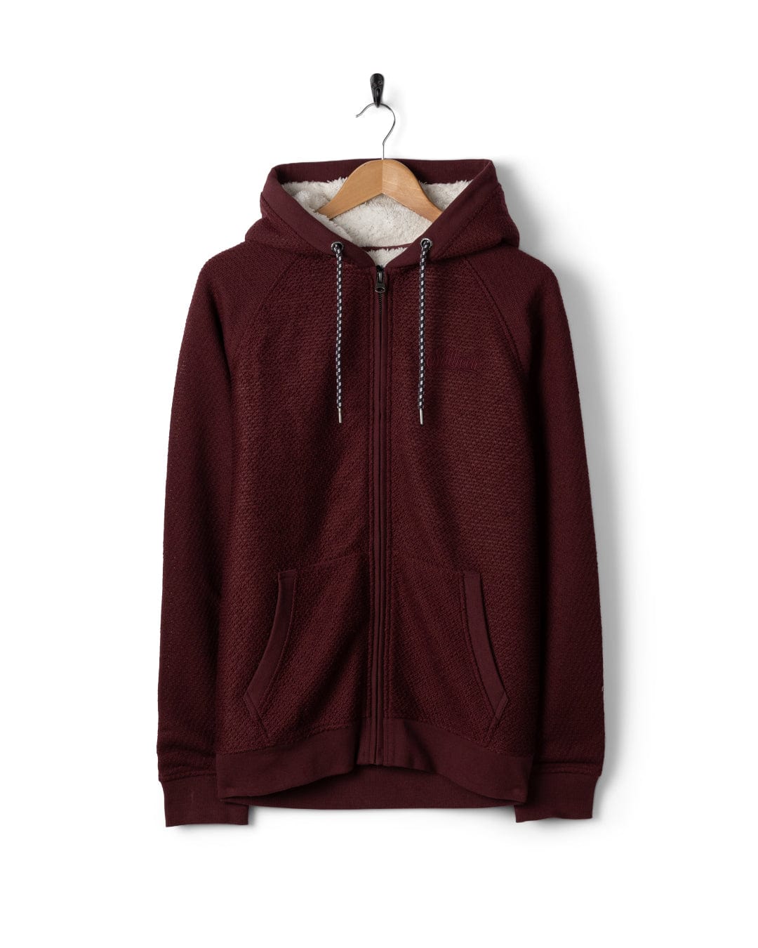 Hall Embro - Mens Borg Lined Hoodie - Dark Red