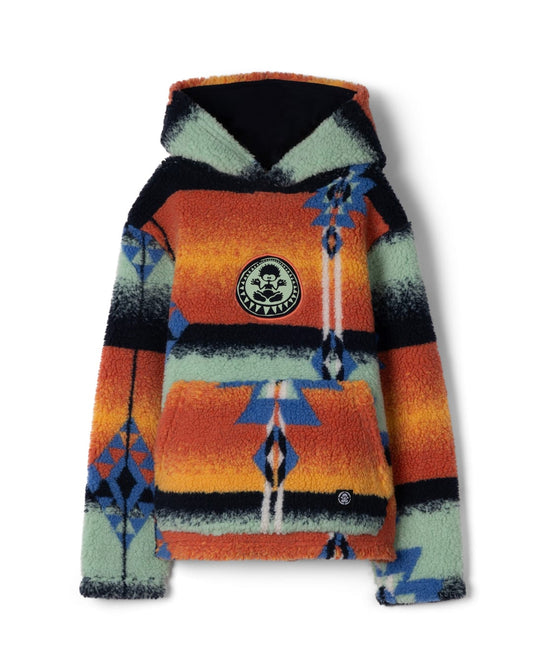 Aztec Sunset Kids Fleece Hooded In Multicolour