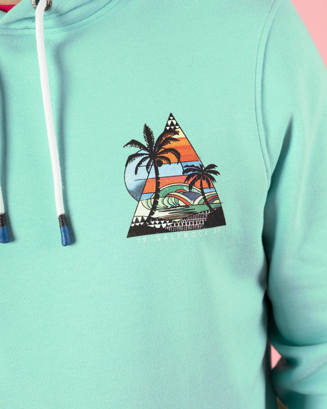 Geo Beach - Mens Recycled Pop Hoodie - Turquoise