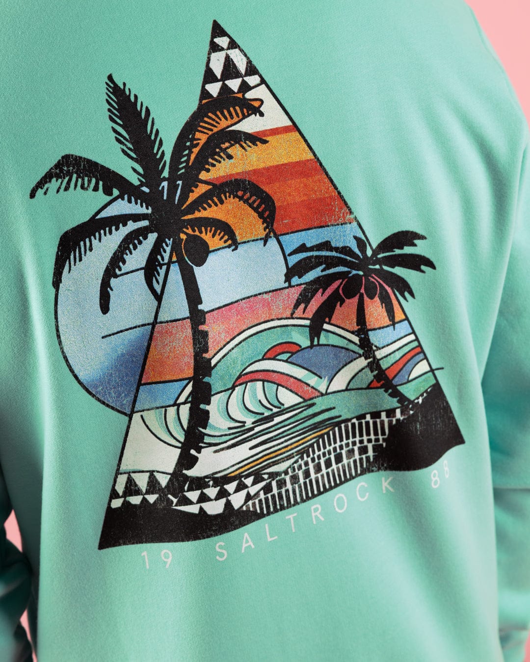 Geo Beach - Mens Recycled Pop Hoodie - Turquoise