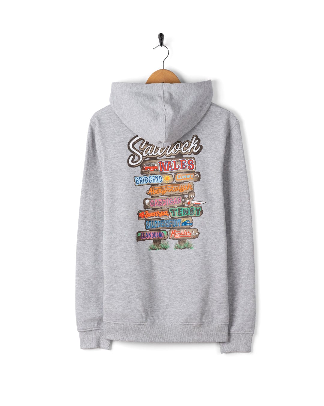 Beach Signs Wales - Mens Pop Hoodie - Grey