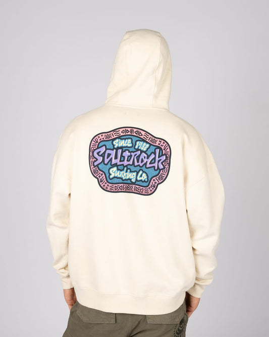 Mens Tribal Frame Pop Hoodie in Cream