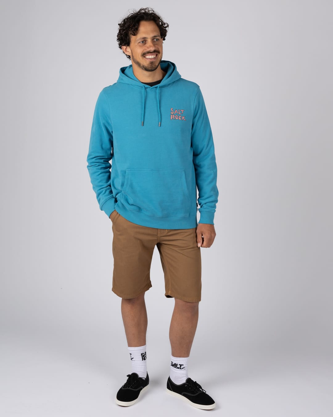 One More Wave Mens Pop Hoodie in Bright Blue