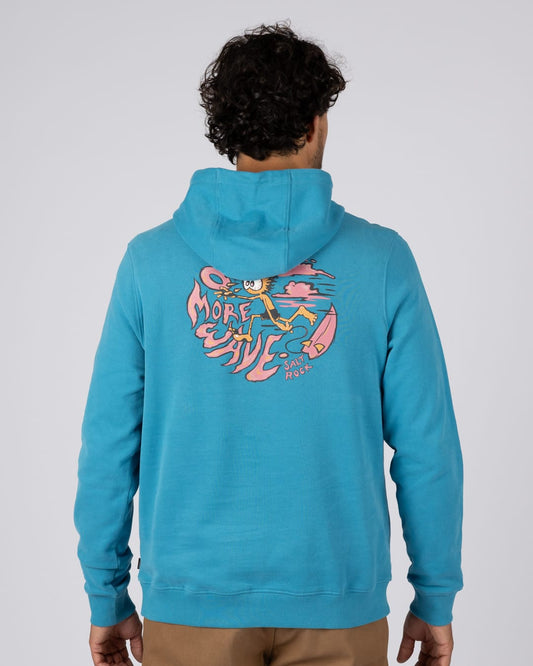 One More Wave Mens Pop Hoodie in Bright Blue