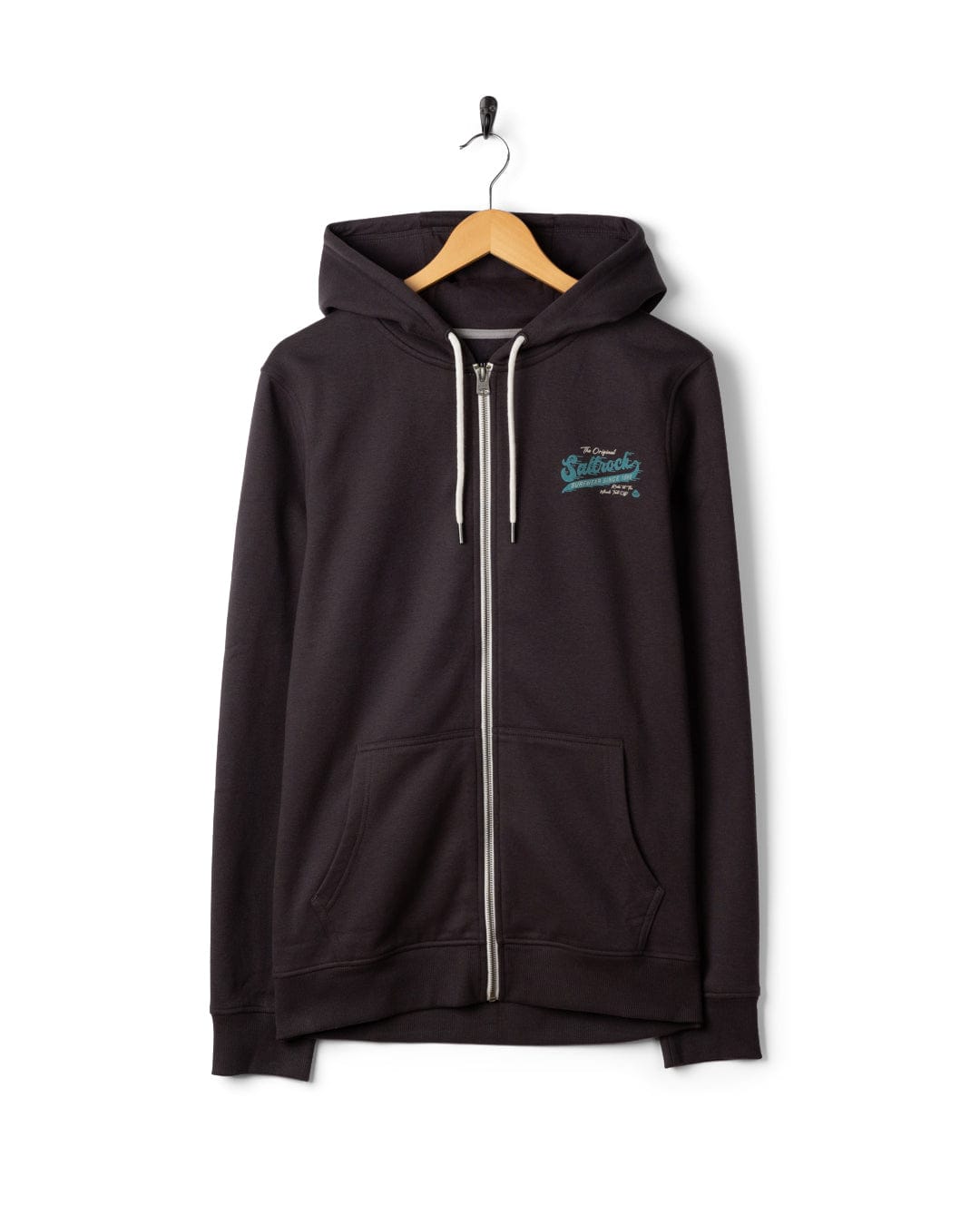 Shore Ride Mens Zip Hoodie in Dark Grey