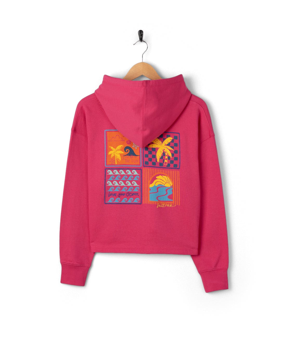 Vacay - Womens Cropped Pop Hoodie - Pink