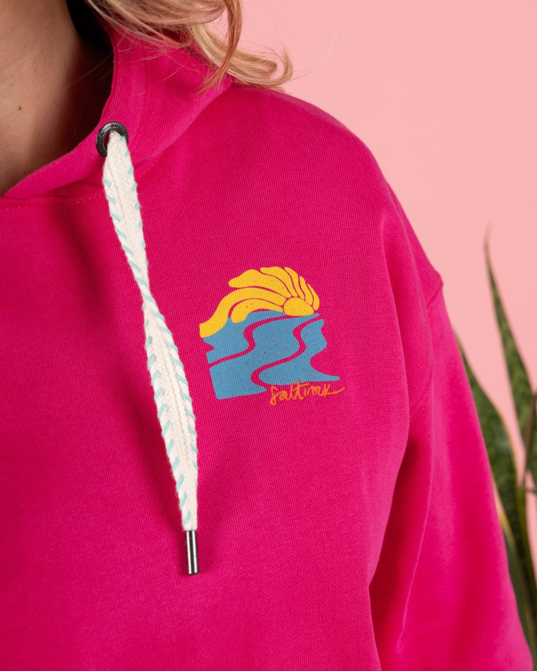 Vacay - Womens Cropped Pop Hoodie - Pink