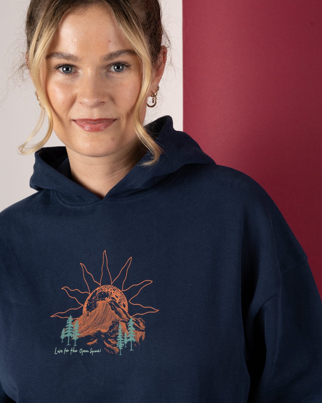 Open Road - Womens Pop Hoodie - Blue