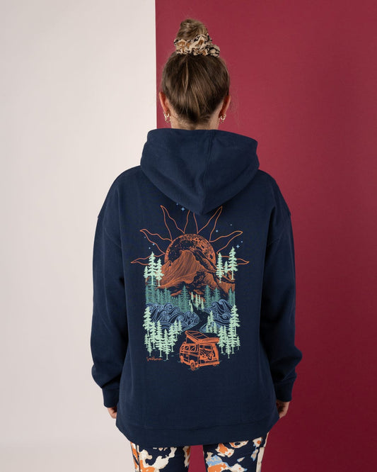 Open Road Womens Pop Hoodie in Blue