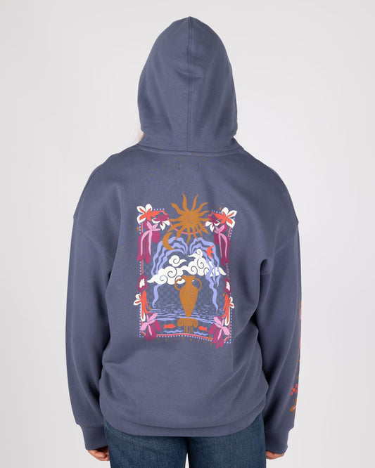 Athena Womens Longline Pop Hoodie in Blue