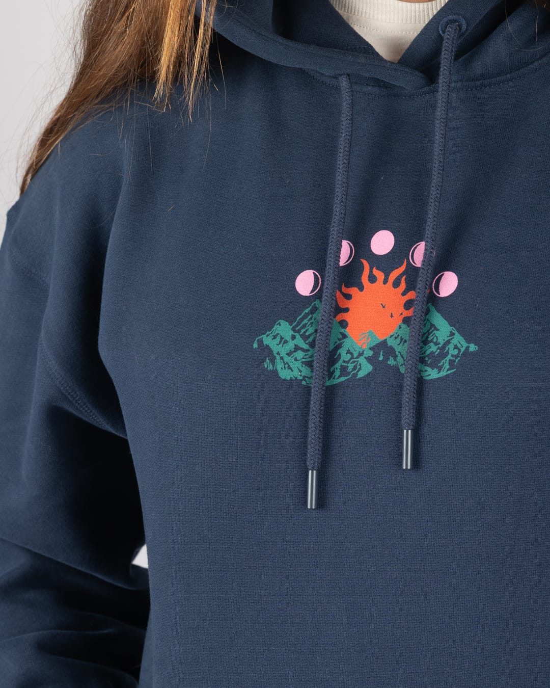 Mountain Calling Womens Oversized Pop Hoodie in Blue