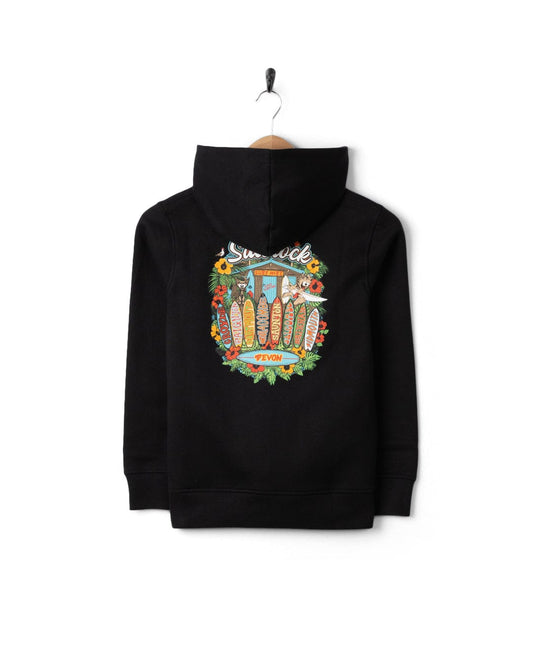 Kid's Surf Shack Devon Pop Hoodie in Black
