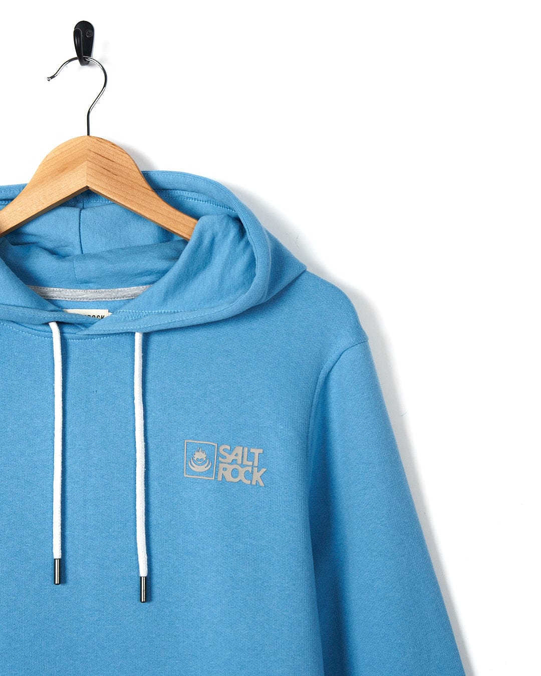 A Saltrock Original 20 - Mens Pop Hoody - Light Blue with the word Saltrock on it.