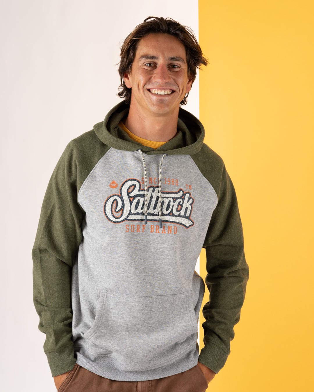 Pitcher - Mens Pop Hoodie - Green/Grey