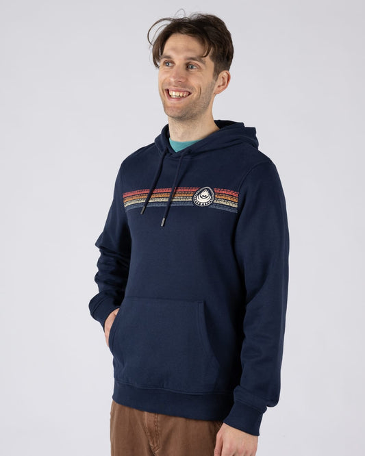 Tribal Stripe Mens Pop Hoodie in Blue