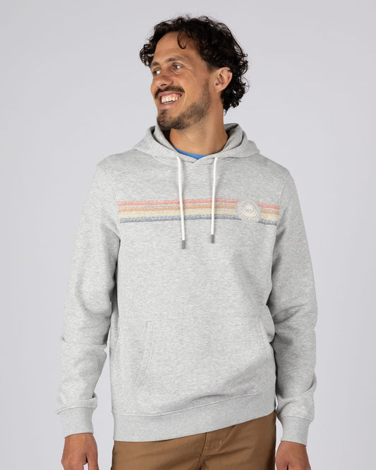 Tribal Stripe Mens Pop Hoodie in Grey