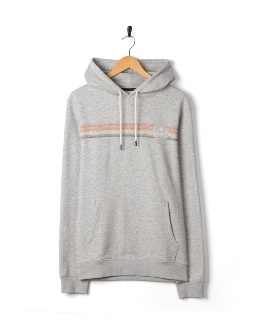 Tribal Stripe Mens Pop Hoodie in Grey