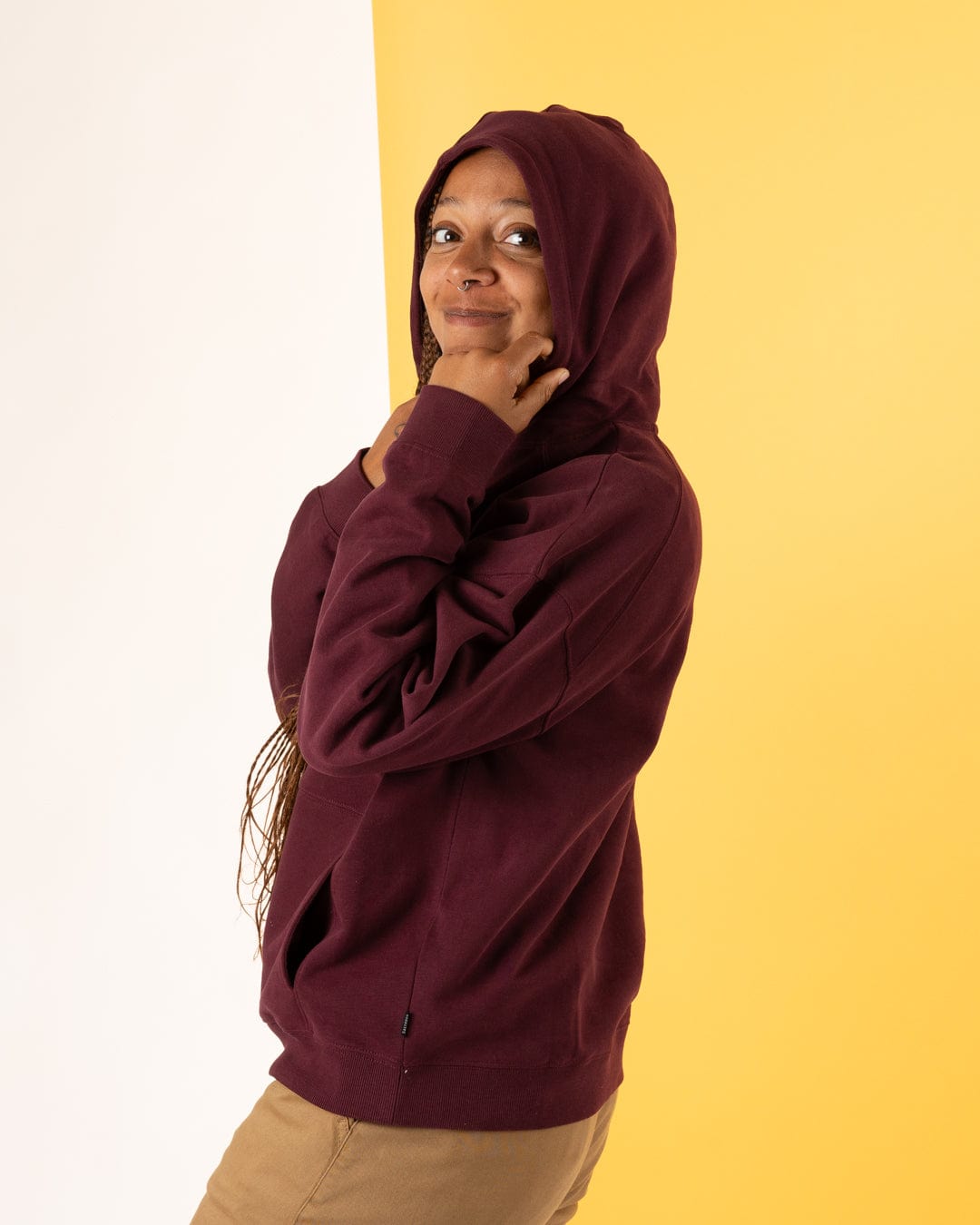 Trader Ditsy - Womens Pop Hoodie - Dark Purple