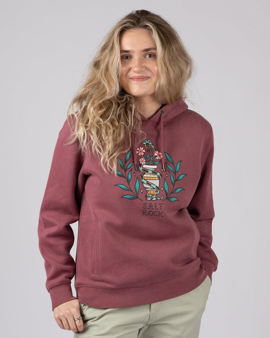 Yesterdays Youth - Womens Pop Hoodie - Dark Pink
