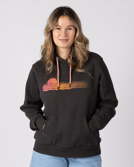 Golden Hour Womens Pop Hoodie in Dark Grey