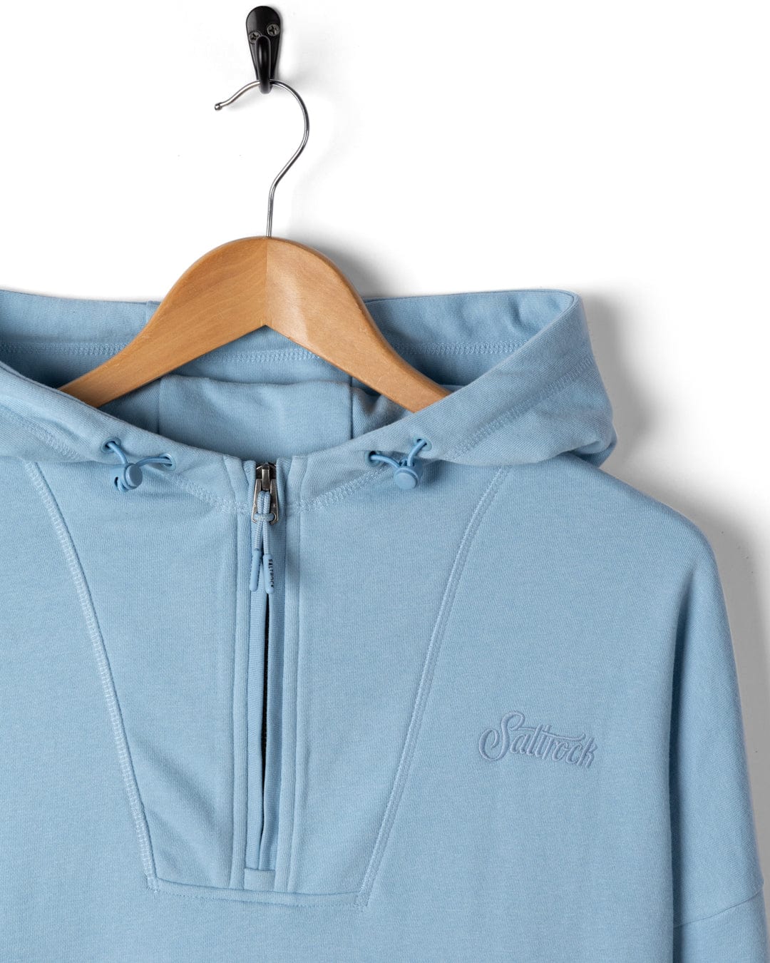 Kiera - Womens 1/4 Neck Pop Hoodie - Light Blue
