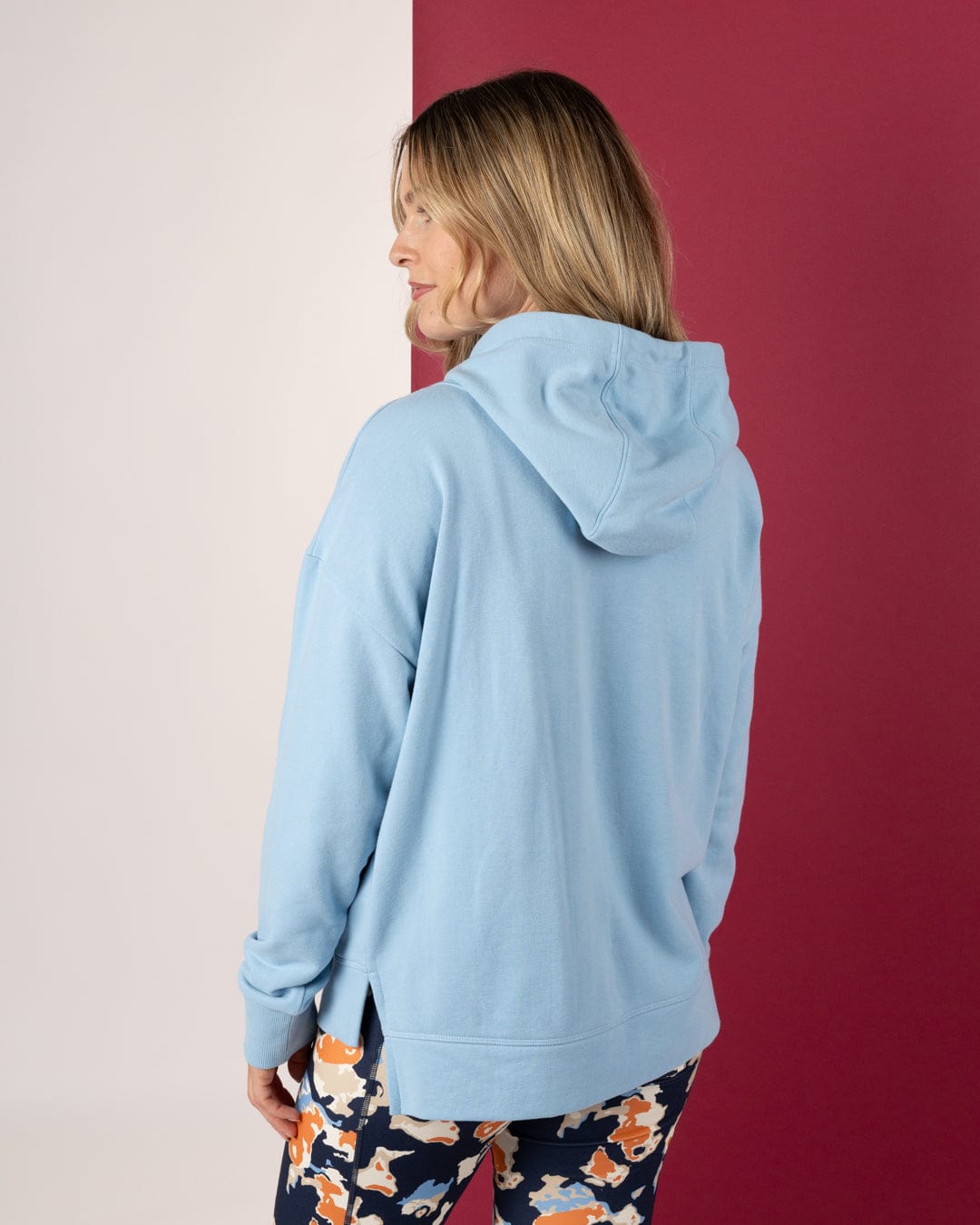 Kiera - Womens 1/4 Neck Pop Hoodie - Light Blue